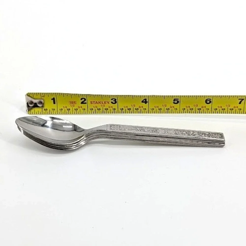12 Household International Stainless Steel‎ Teaspoons Korea Floral Embossed HMO3
